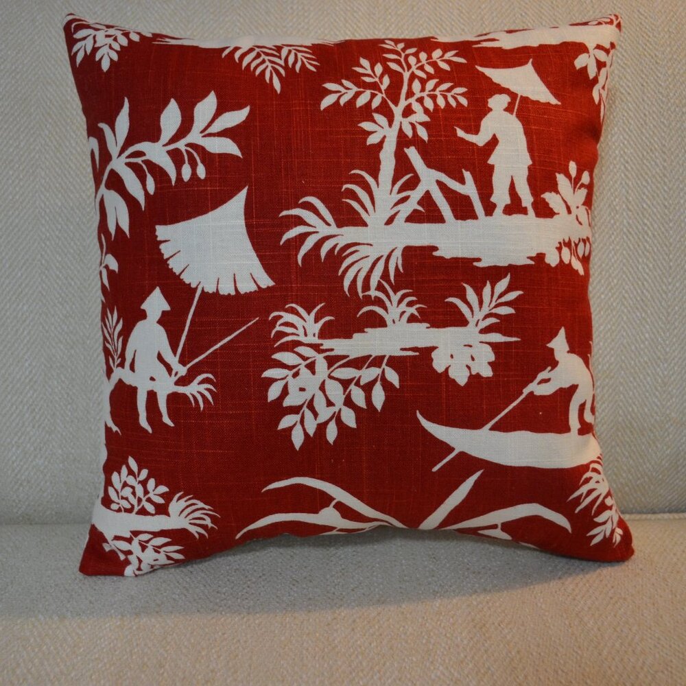 Vintage Robert Allen Designer Fabric Accent Pillow, 16 x 16, Handcrafted, New